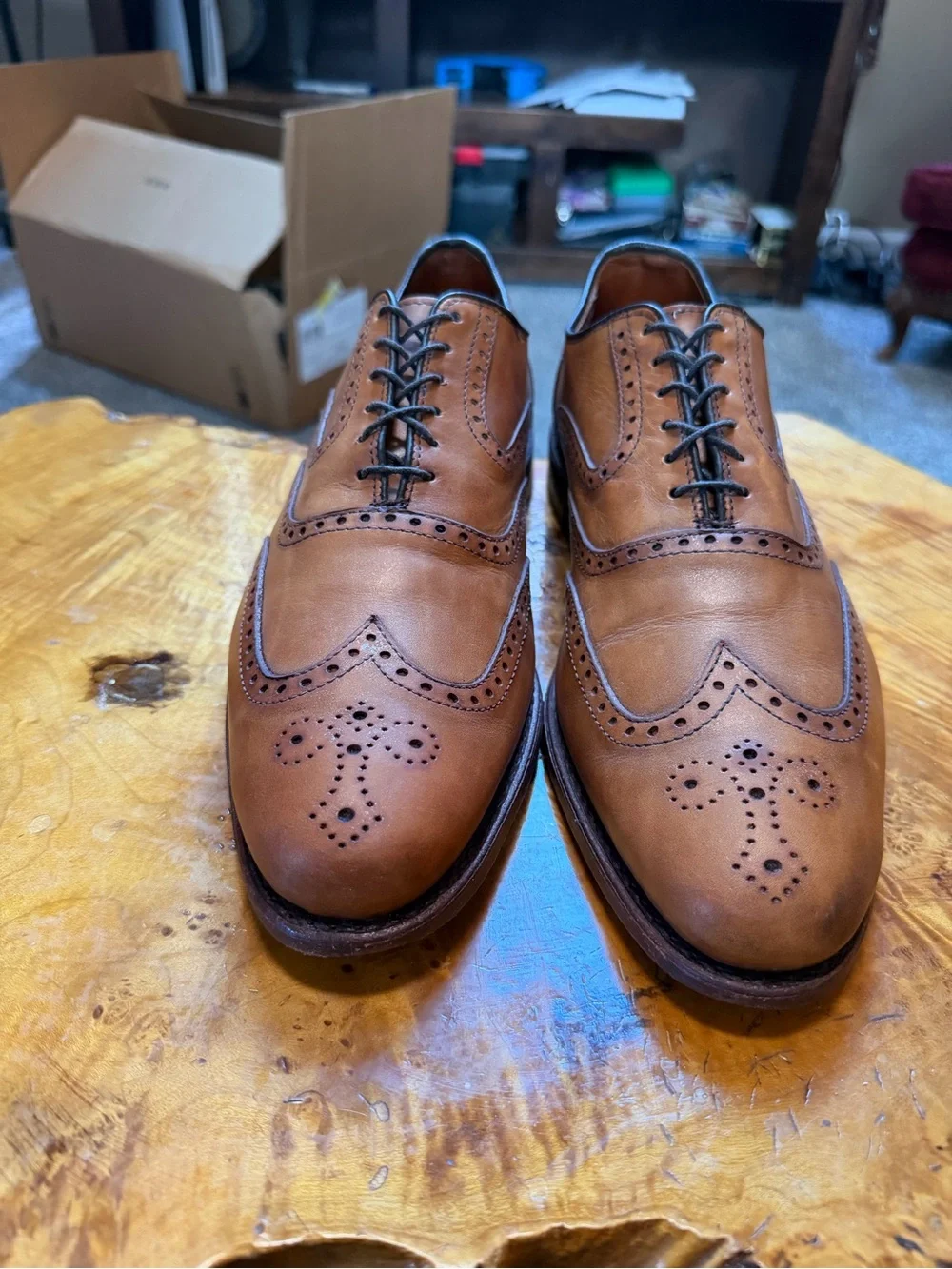 Allen Edmonds McClain Men's Wingtip Oxford Shoes Walnut Brown Leather Size 11.5D